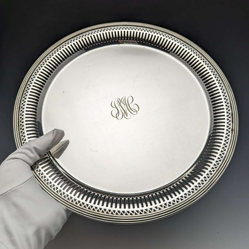 20세기 초 미국 앤티크 실버 플레이트 트레이 지름 28cm 고햄(Gorham)