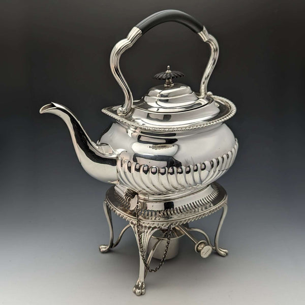 1905년경 영국 앤티크 실버 플레이트 케틀 & 버너 스탠드 세트 Mappin&Webb