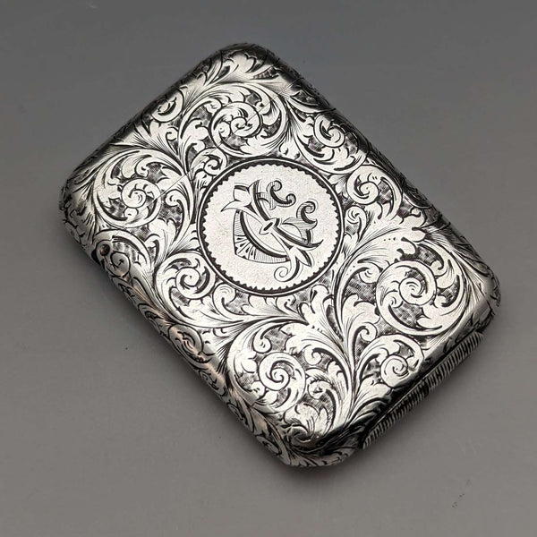 Vesta case de plata de ley antigua inglesa, 1889, Frederick Marson
