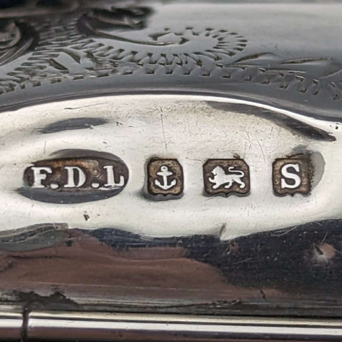 1917年 英国アンティーク 純銀 チェーン付き コインケース FD Long