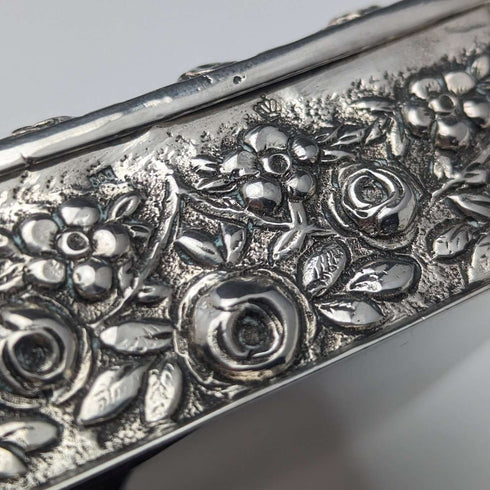 Early 20th Century German Antique 800 Silver Embossed Square Box 94g