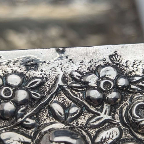 Early 20th Century German Antique 800 Silver Embossed Square Box 94g