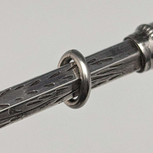 英国アンティーク シルバープレート製 シャープペンシル ガラス装飾 伸縮式43-59mm