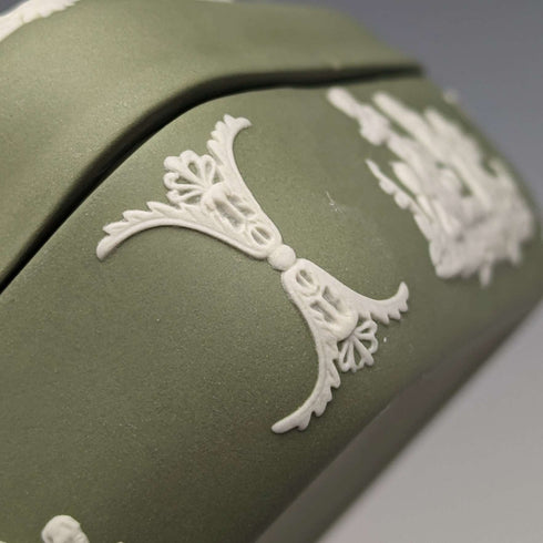英国复古韦奇伍德(Wedgwood)贾斯珀(Jasperware)方形收纳盒 绿色