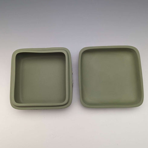 英国复古韦奇伍德(Wedgwood)贾斯珀(Jasperware)方形收纳盒 绿色