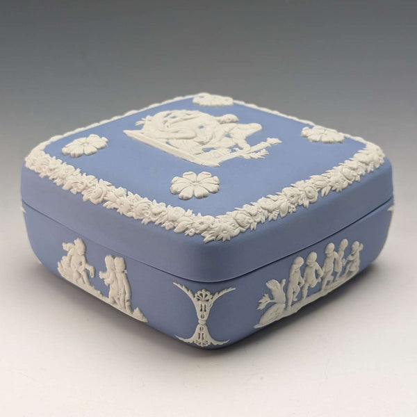 British Vintage Wedgwood Jasperware Square Case Small Case Pale Blue