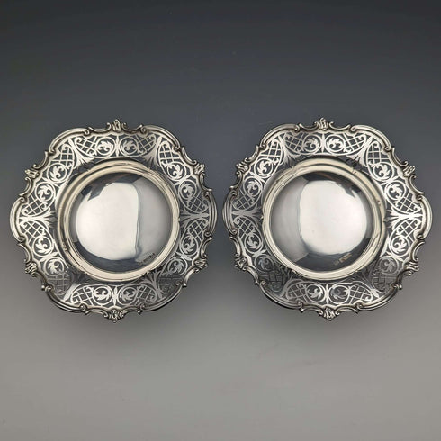 1910年 英国アンティーク 純銀製コンポート ペア 直径14cm 計328g Mappin & Webb