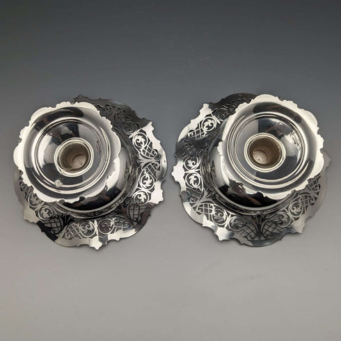 1910年 英国アンティーク 純銀製コンポート ペア 直径14cm 計328g Mappin & Webb
