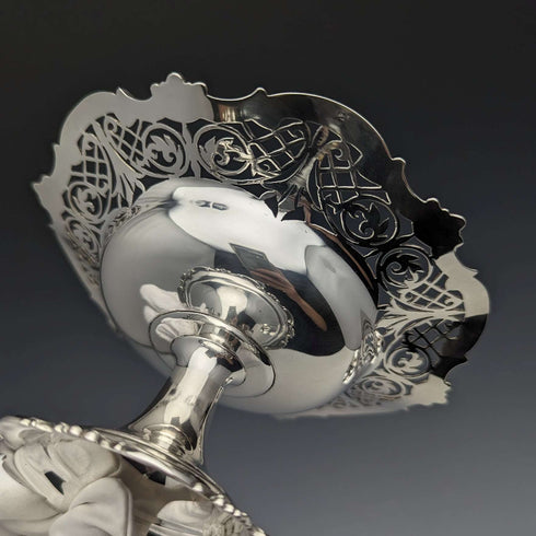 1910年 英国アンティーク 純銀製コンポート ペア 直径14cm 計328g Mappin & Webb