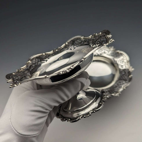 1910年 英国アンティーク 純銀製コンポート ペア 直径14cm 計328g Mappin & Webb