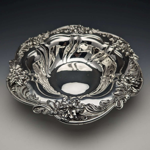 Bol de plata esterlina antigua de EE. UU., c. 1898, 30 cm de diámetro, 517 g, Meriden Britannia