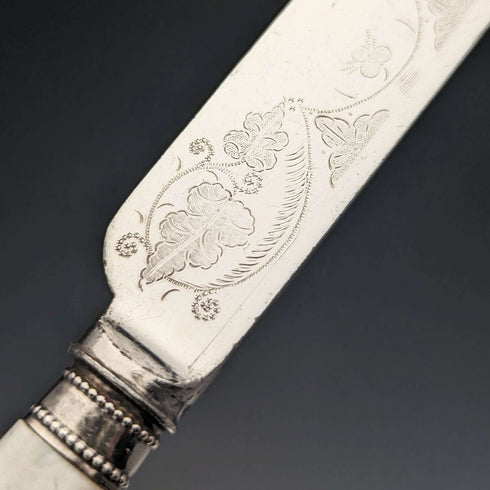 1899年頃 英国アンティーク 白蝶貝ハンドル カトラリー 6ペアセット 箱入り Mappin & Webb