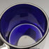 Mostaza y cuchara de plata esterlina y cristal azul, antigüedad inglesa de 1910, Vander & Hedges
