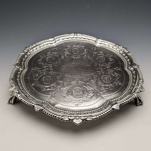 1895년 영국 앤틱 순은 살버 직경 22cm 363g CHARLES BOYTON