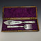 Around 1870 British Antique White Pearl Shell Handle Silver Plated Fish Server Pair in Case