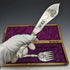 Around 1870 British Antique White Pearl Shell Handle Silver Plated Fish Server Pair in Case