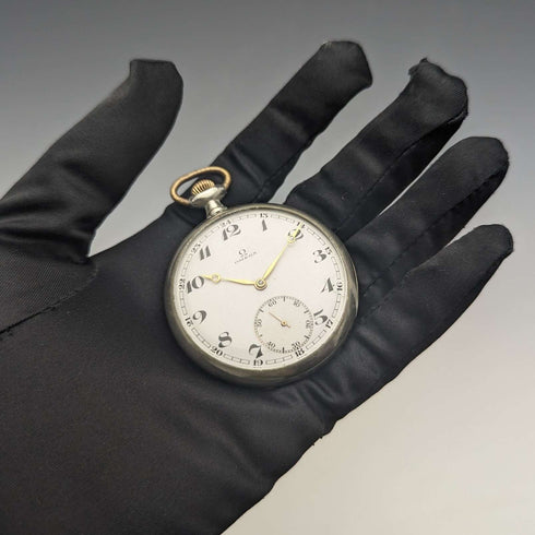 1920年頃 アンティーク オメガ 懐中時計 シルバープレート オープンフェース 訳あり