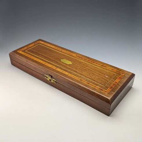 Juego de servidores para pescado de plata chapada, antigüedad británica de finales del siglo XIX, por LEE & WIGFULL, en caja de madera