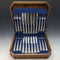 1864 British Antique Sterling Silver Dessert Cutlery 12 Pair Set Total 912g Wooden Boxed Harrison Brothers & Howson