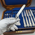 1864 British Antique Sterling Silver Dessert Cutlery 12 Pair Set Total 912g Wooden Boxed Harrison Brothers & Howson