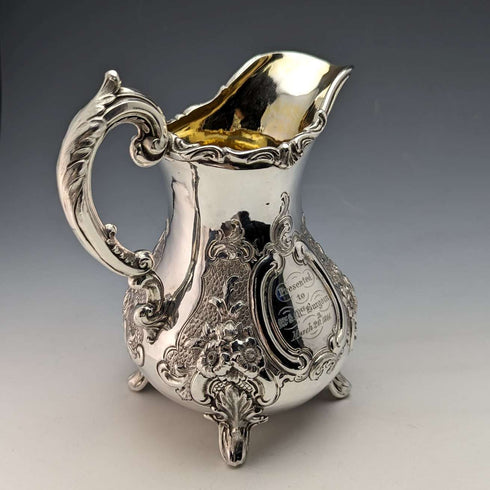 1860年 英国アンティーク 純銀製クリームジャグ 266g Robert Harper