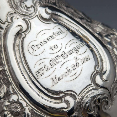 1860年 英国アンティーク 純銀製クリームジャグ 266g Robert Harper