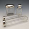 Set de 4 frascos de cristal con tapa de plata de ley, vintage británico, c. 1924