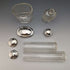 Set de 4 frascos de cristal con tapa de plata de ley, vintage británico, c. 1924