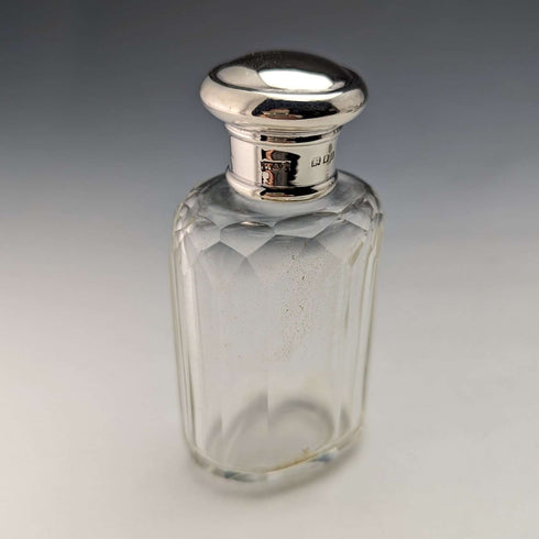 Set de 4 frascos de cristal con tapa de plata de ley, vintage británico, c. 1924