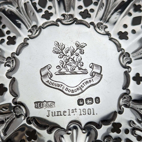1895年 英国アンティーク 純銀製 シェル型脚付きディッシュ 238g James Dixon