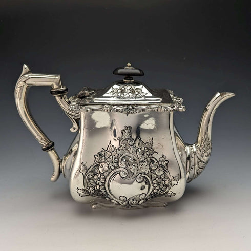 1895 English Antique Silver Plated Teapot Lee & Henry Wigfull