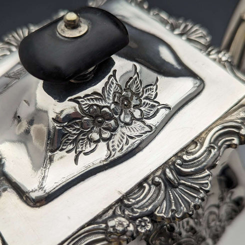 1895 English Antique Silver Plated Teapot Lee & Henry Wigfull