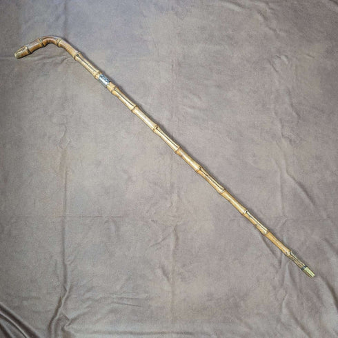 1897年 英国古董 绅士用竹制手杖 纯银装饰 85cm