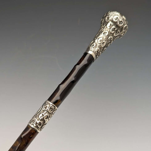 1905年 英国古董男士雨伞 纯银与玳瑁风树脂手柄 86cm S.FOX&Co.