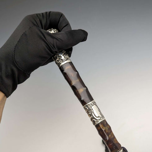 1905年 英国古董男士雨伞 纯银与玳瑁风树脂手柄 86cm S.FOX&Co.