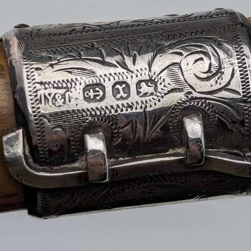 1897年 英国古董 绅士用竹制手杖 纯银装饰 85cm