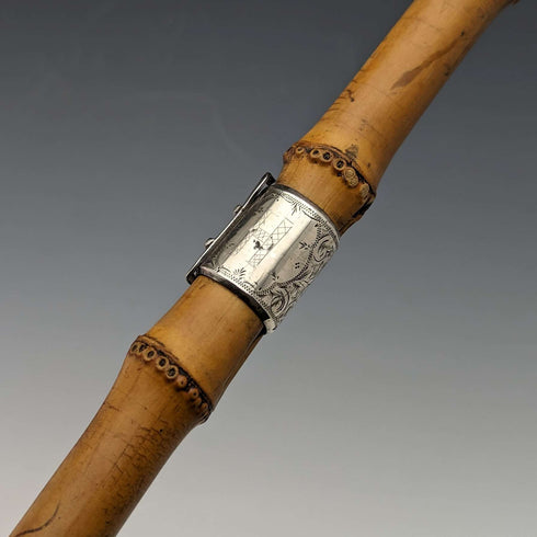 1897年 英国古董 绅士用竹制手杖 纯银装饰 85cm