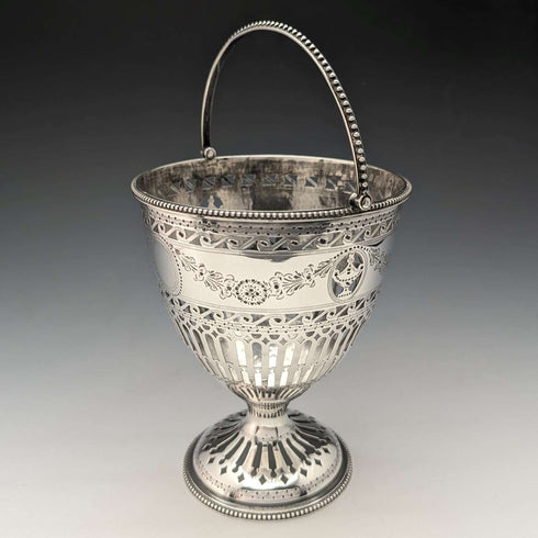 Cesta de azúcar de plata de ley georgiana, Inglaterra, 1782, 190 g, Robert Hennell