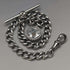 Cadena Albert de plata de ley, antigua, británica, circa 1890, 25 g, con colgante de brújula de plata de ley