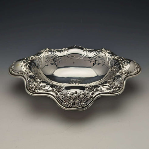 1895년경 미국 앤티크 순은제 풋 디쉬 215g 고햄(Gorham)
