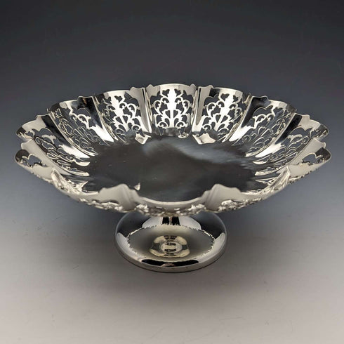1933 年英國復古純銀蜜餞/Tazza 428 克直徑 24 公分酒罐