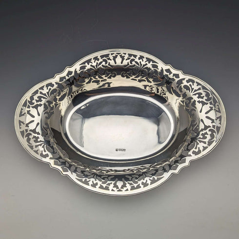 Cesta de plata esterlina antigua británica, 1912, 470 g, Fenton Brothers