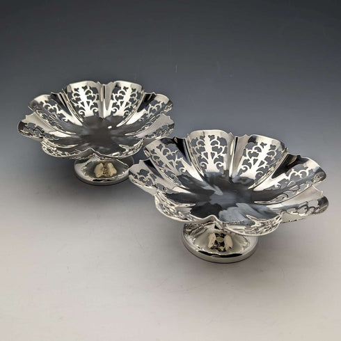 1933 年英國復古純銀蜜餞/Tazza 一對,總計 335 克 Viners