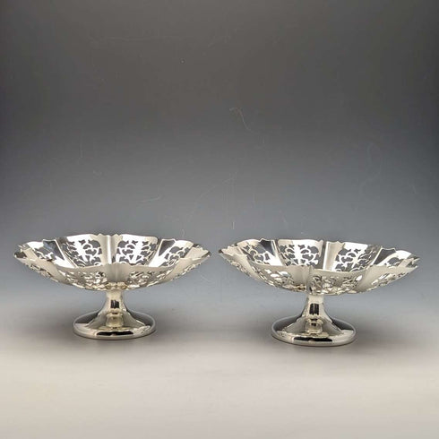 1933 年英國復古純銀蜜餞/Tazza 一對,總計 335 克 Viners