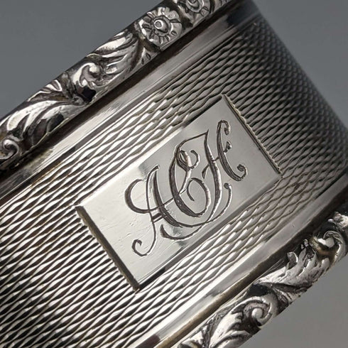 Circa 1960 British Vintage Sterling Silver Napkin Ring Pair Mappin & Webb Paper Box