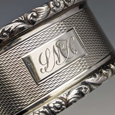 Circa 1960 British Vintage Sterling Silver Napkin Ring Pair Mappin & Webb Paper Box