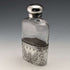 Late 19th century British antique silver plate decoration glass skittle hip flask