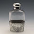 Late 19th century British antique silver plate decoration glass skittle hip flask