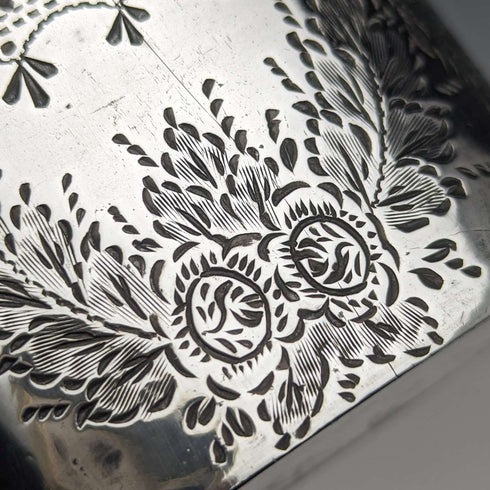 Late 19th century British antique silver plate decoration glass skittle hip flask