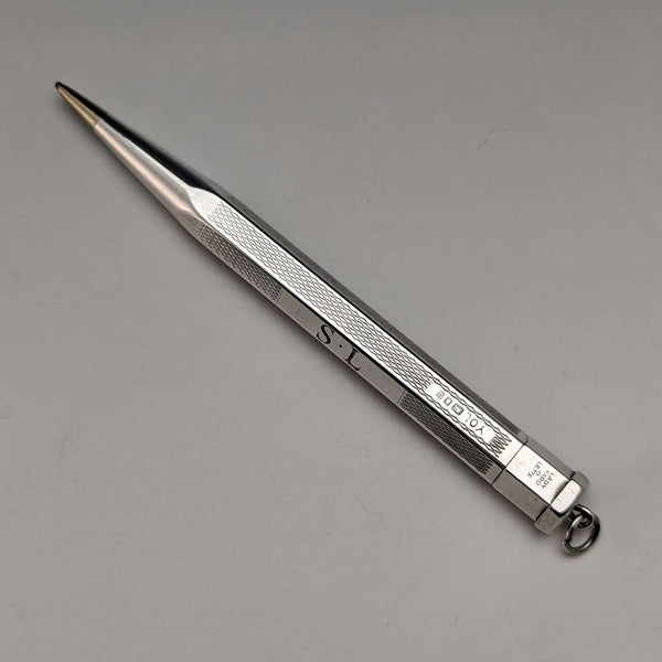 1964 British Vintage Yard O Red Hexagon Sterling Silver Propelled Mini Pencil